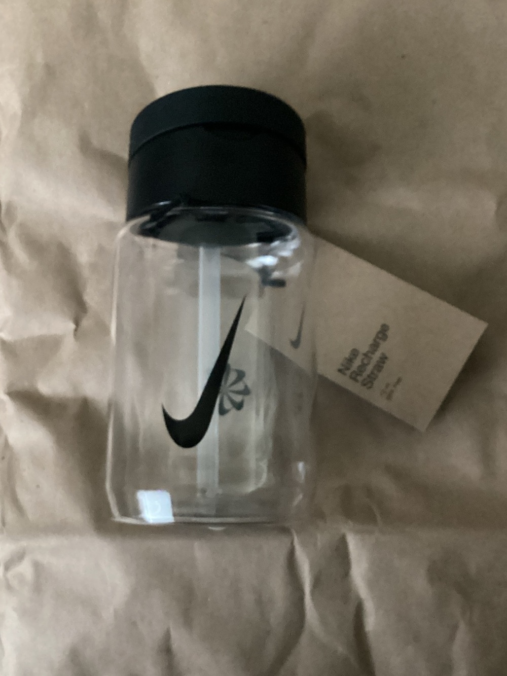 Nike Clear Plastic Food Storage Jar with Black Lid